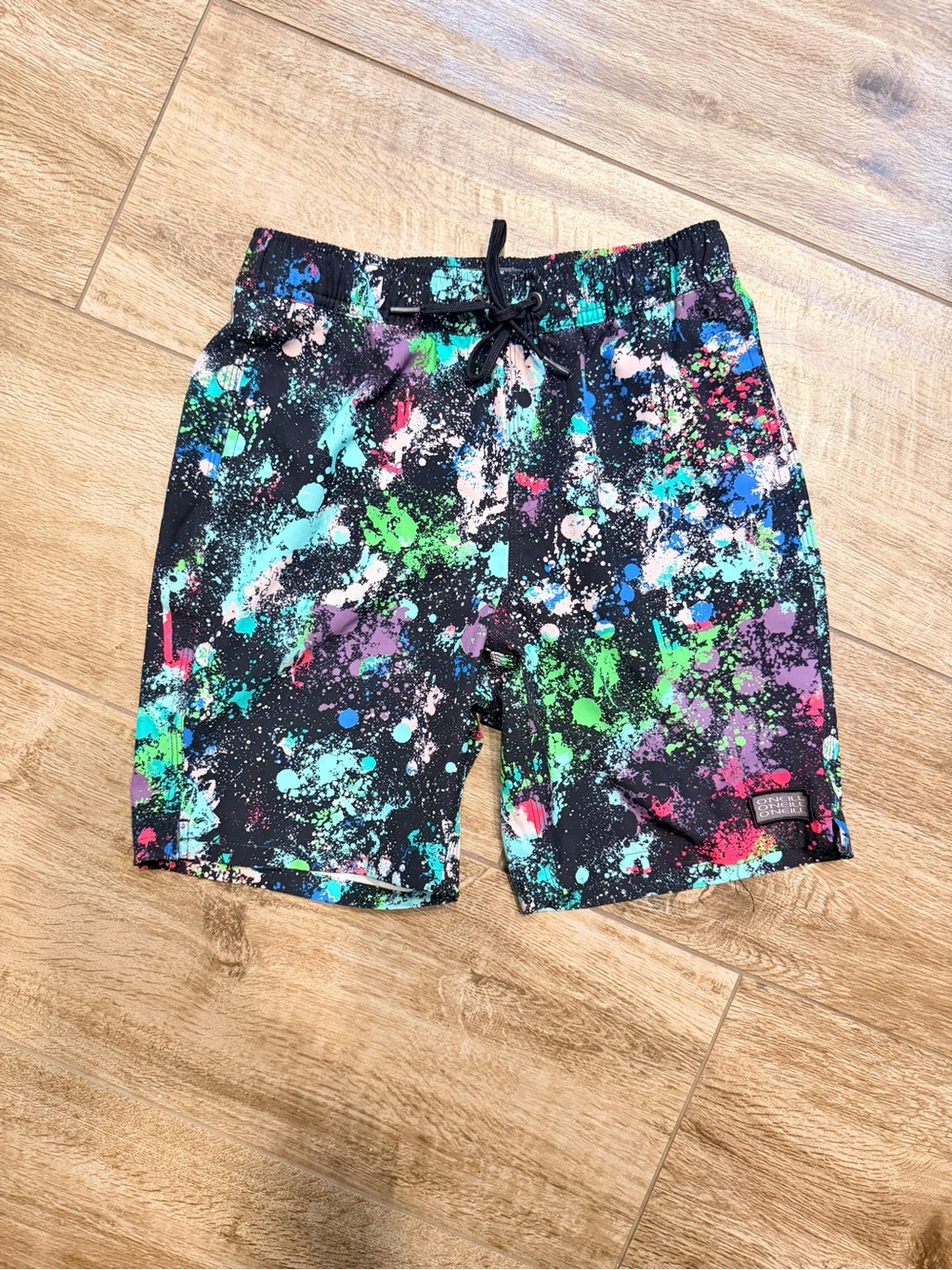 O’Neil Kids Black Paint-Splash Swim Shorts Sz M